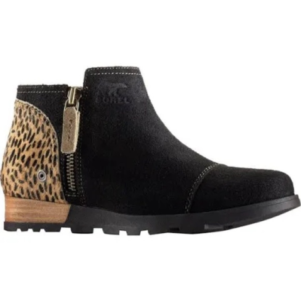 Sorel Major Low Premium Black & Cheetah Suede Ankle Boots/Booties